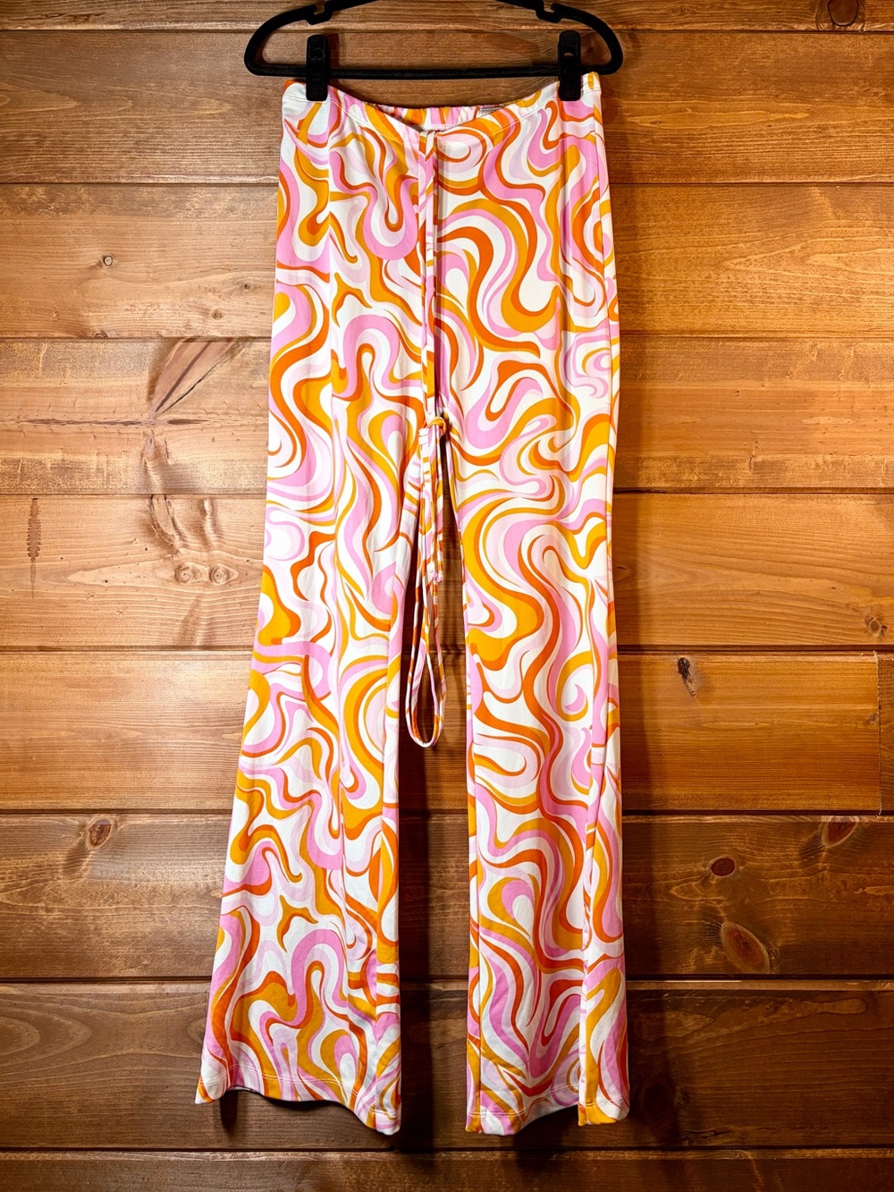 Divided Retro 70’s Swirl Bell Bottom Pants in Pink, Orange & White Size Medium 🧡